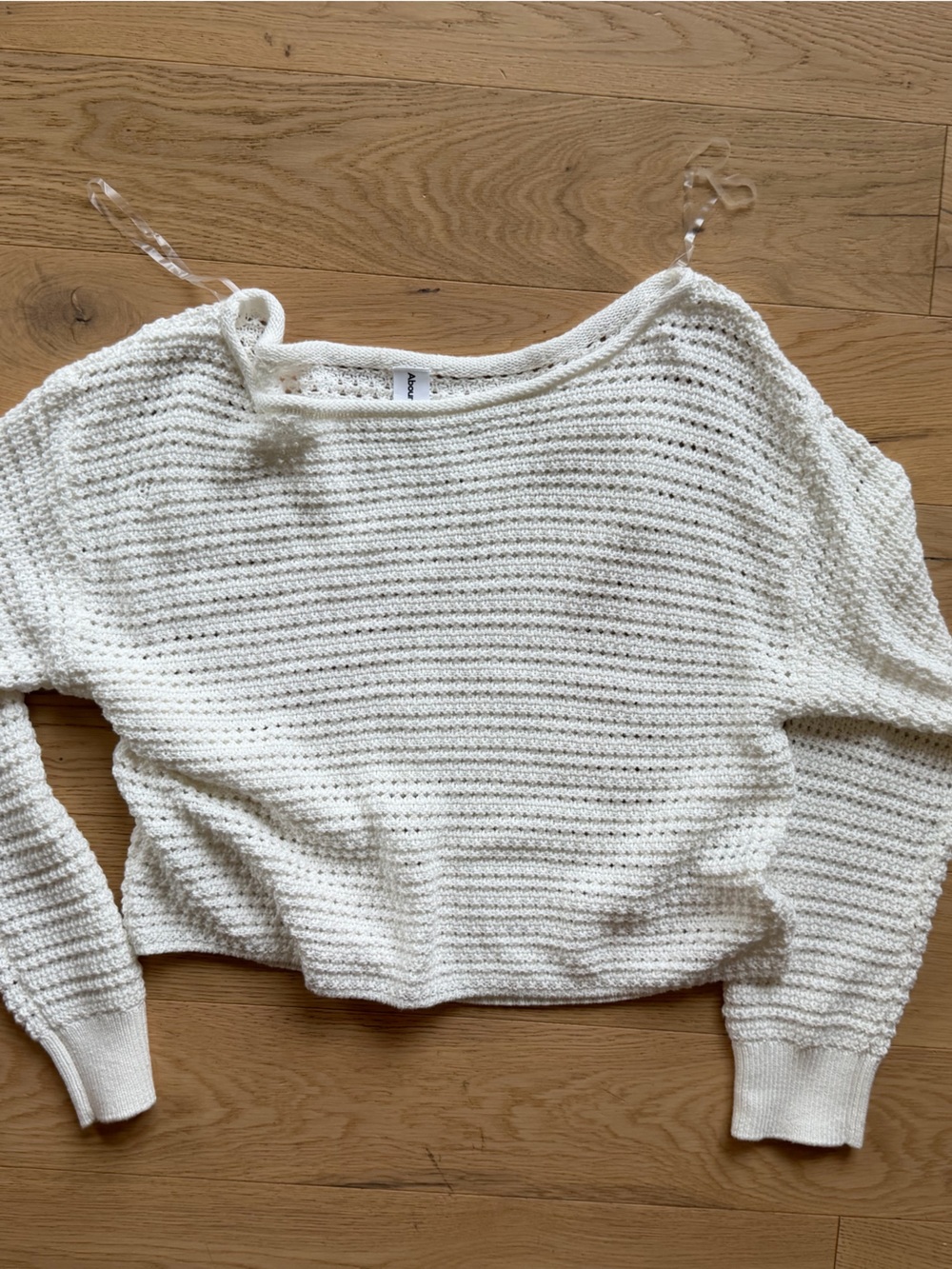 Abound Cream Open-Weave Scoop Neck Sweater